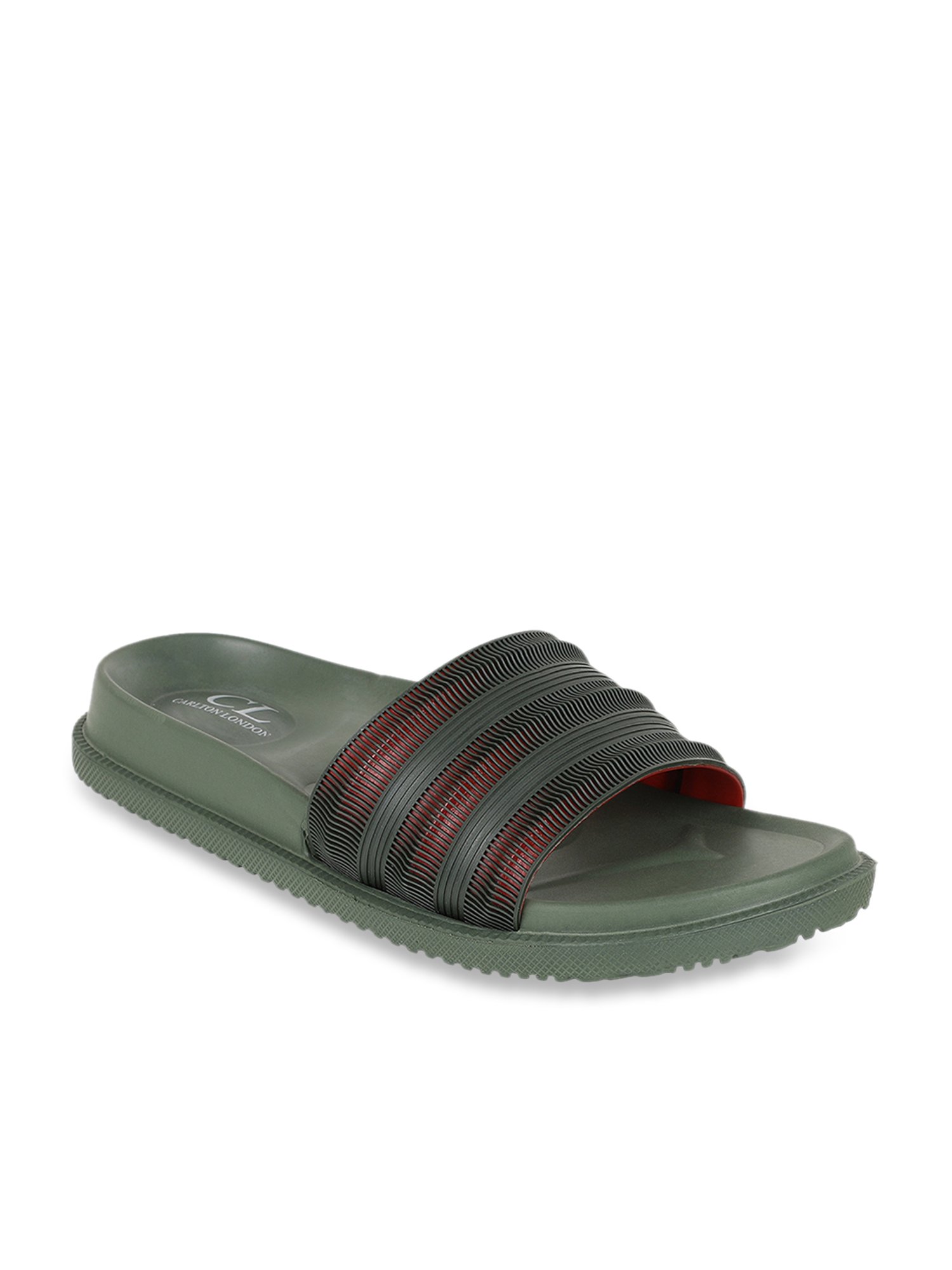 Carlton London Men's Olive Green Slides