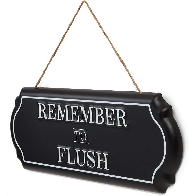 Bathroom Wall Decor, Remember To Flush Iron Sign (15.5 x 6 Inches)