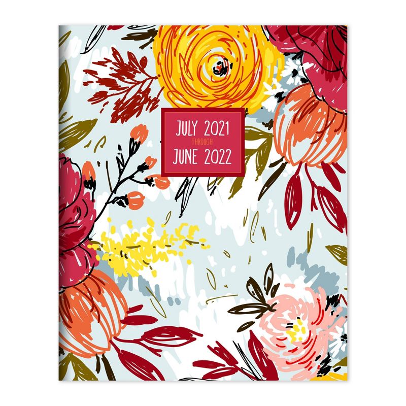 2021-22 Academic Planner 6.5" x 8" Brush Flowers Monthly - The Time Factory
