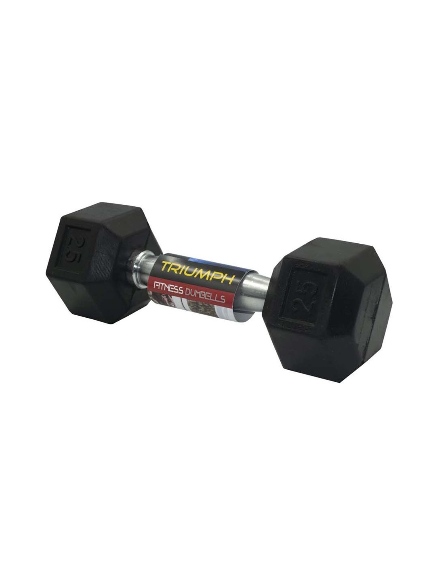 Triumph Black Rubber Hex Dumbbells with Steel Grip for Men & Women (2.5kg x 2)