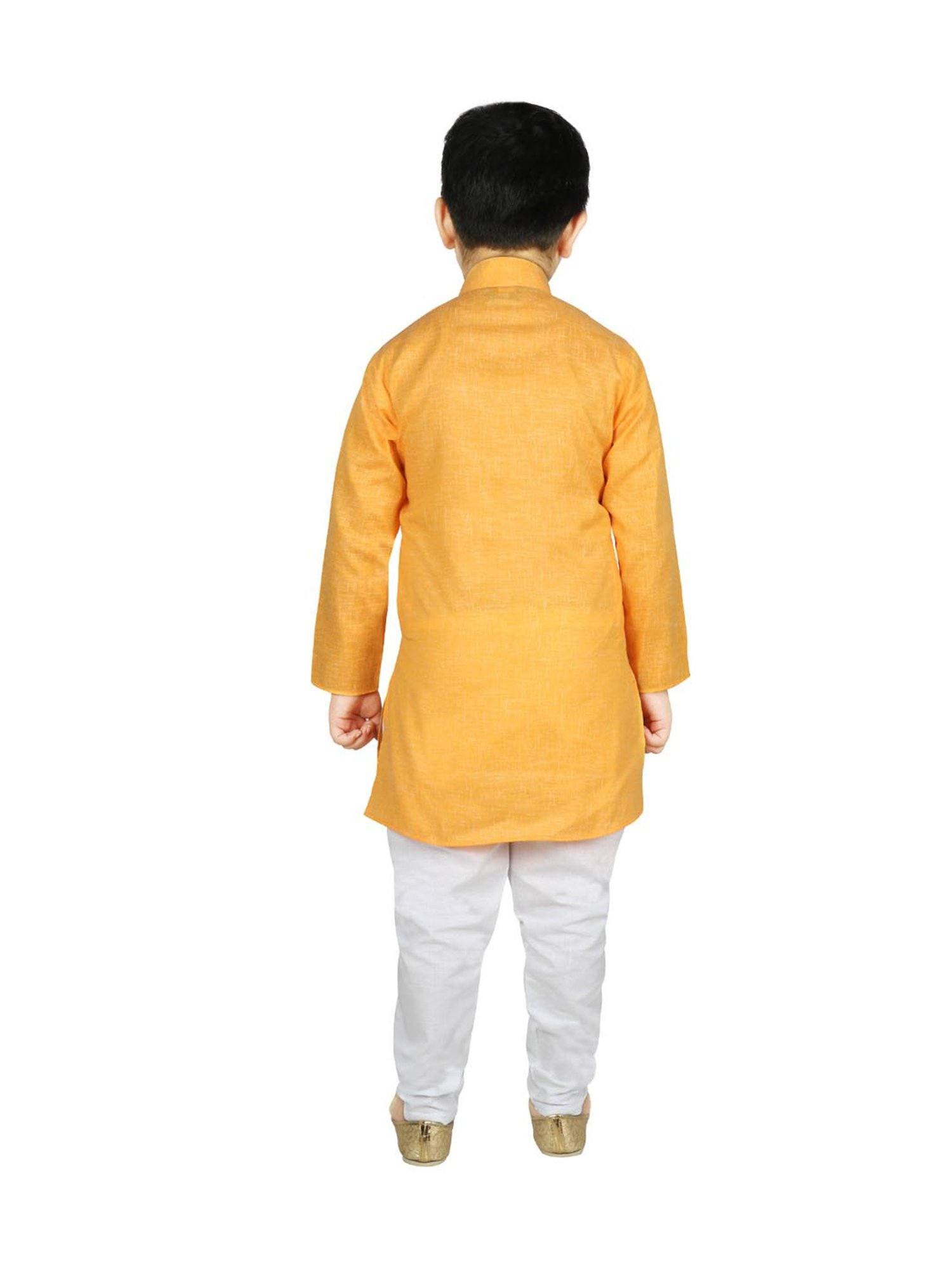 SG Yuvraj Kids Yellow & White Solid Kurta with Churidars