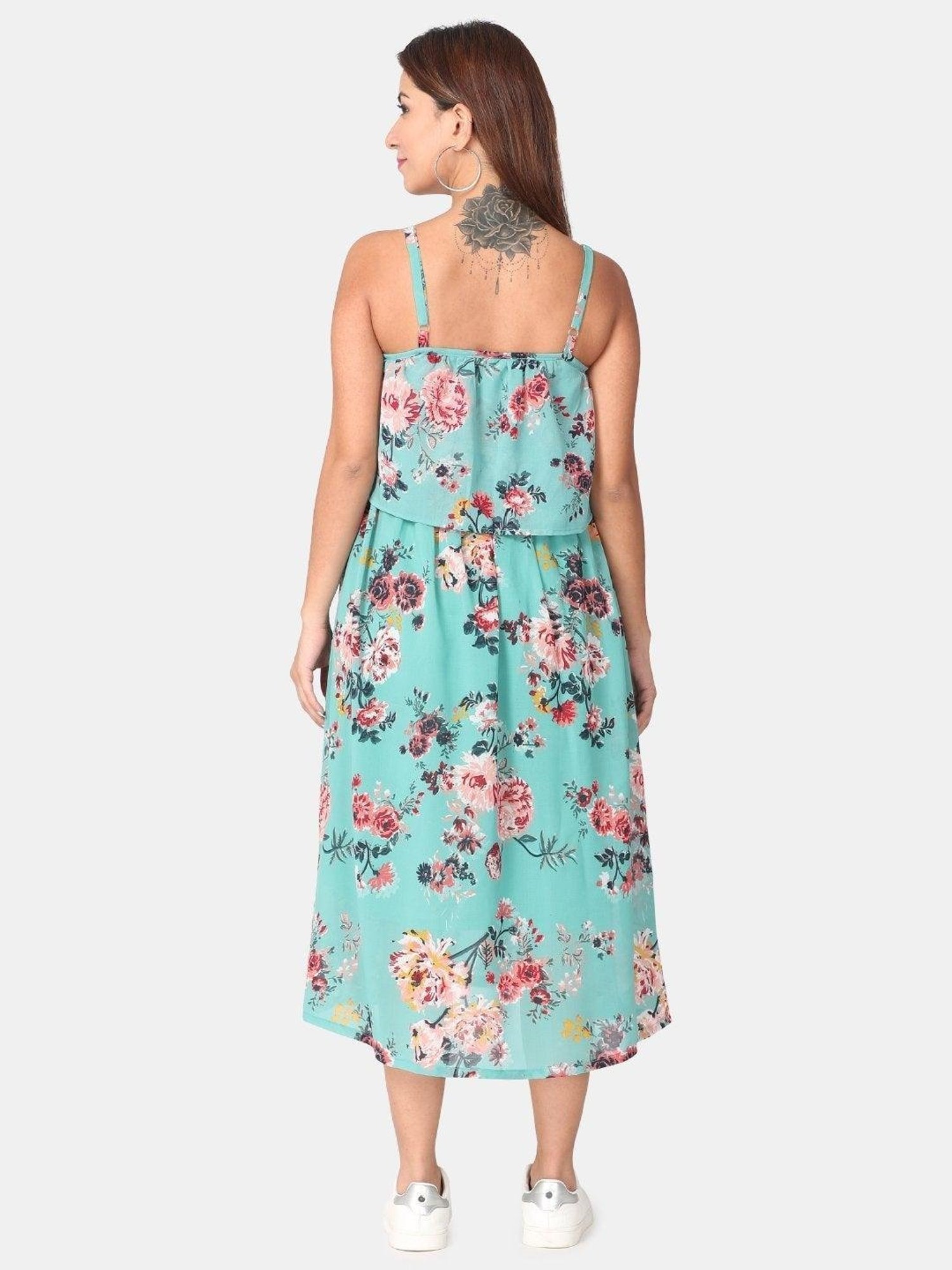 The Mom Store Turquoise Floral Print Maternity Dress