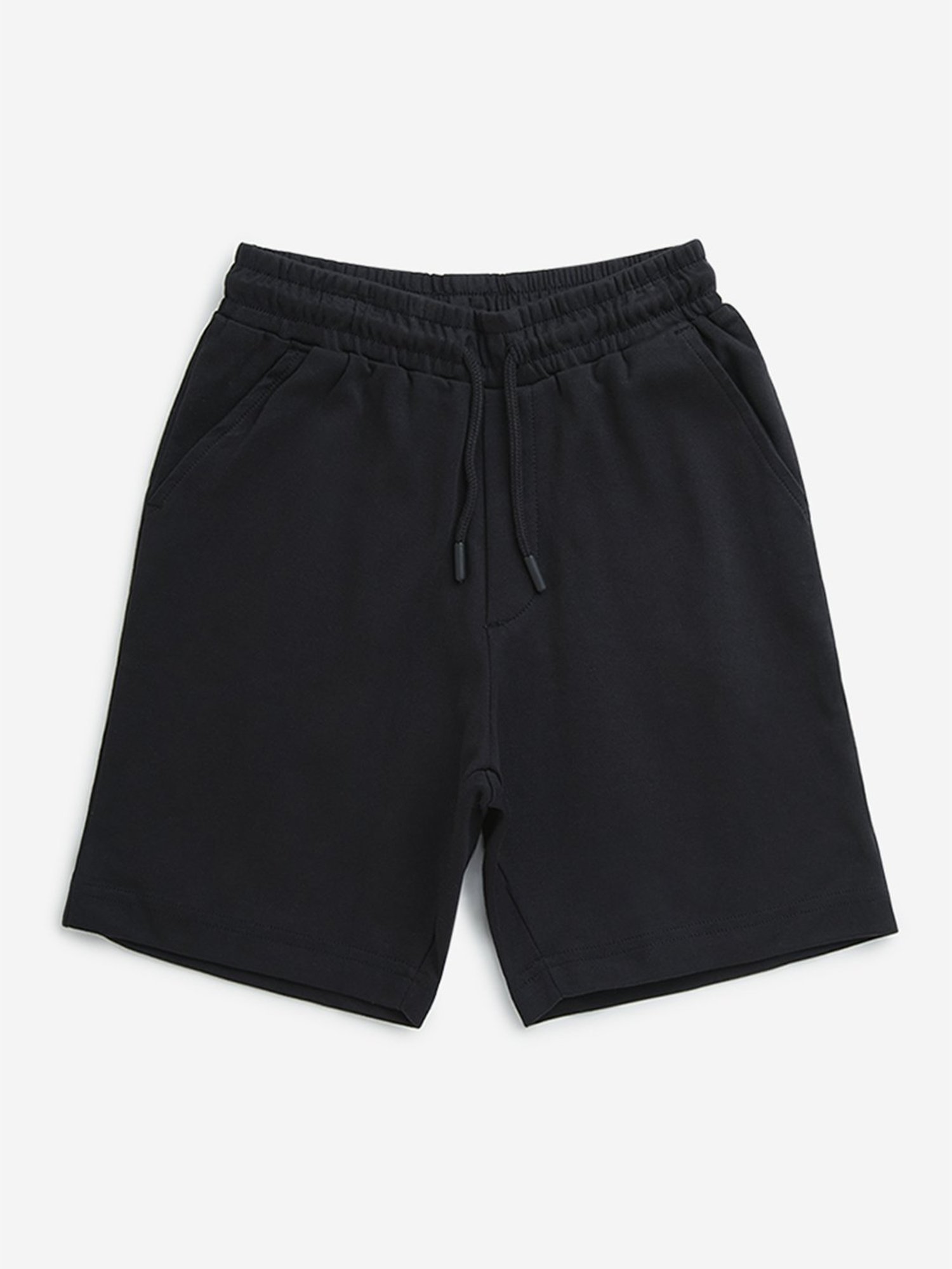 Y&F Kids by Westside Black Solid Mid-Rise Cotton Shorts