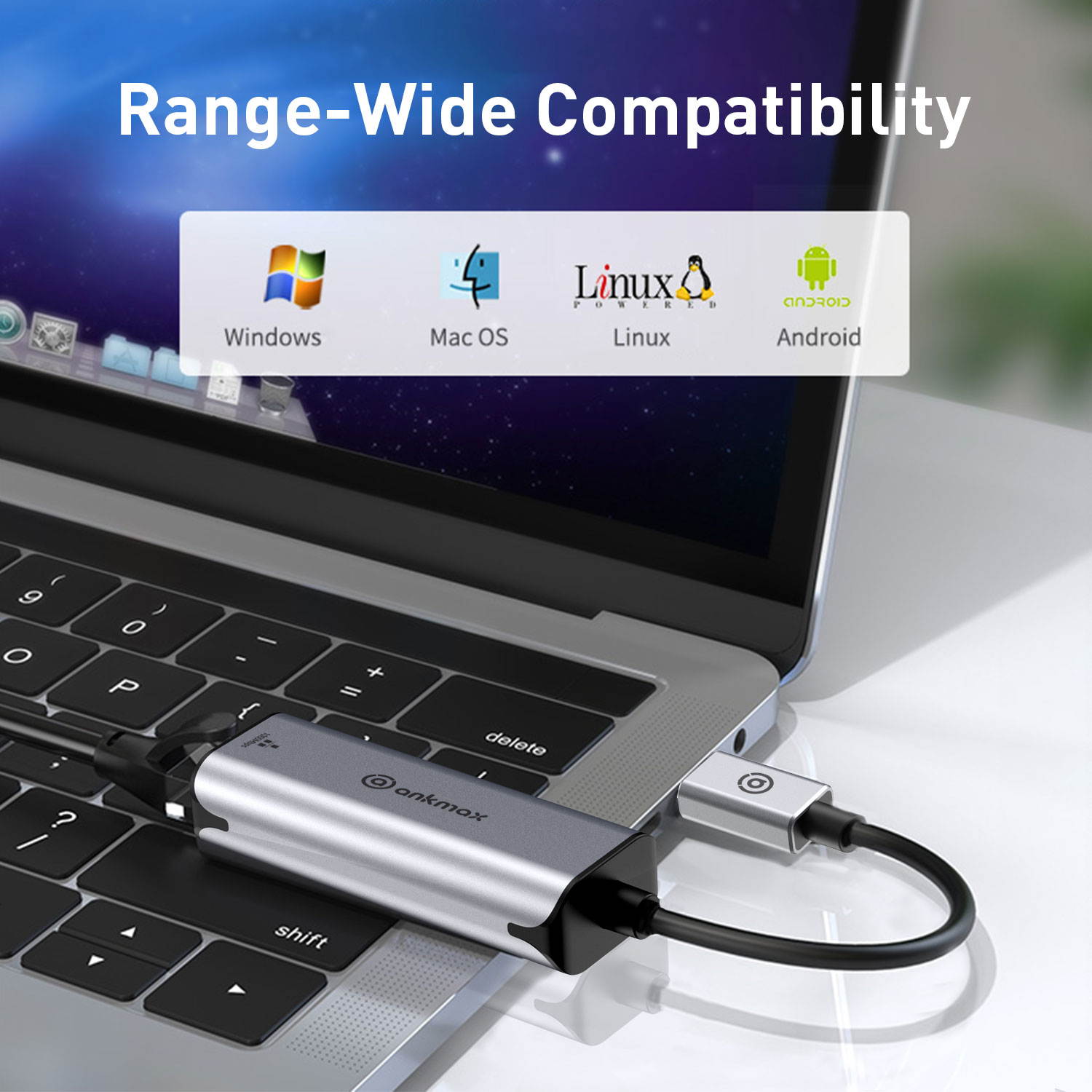 USB C to Gigabit Ethernet Adapter Ankmax UC312G3 USB Type C Wired LAN adapter [RJ45 / Gigabit compatible / Thunderbolt 3] Gigabit Ethernet [Up to 1000 Mbps / No drive required] Compatible with type C