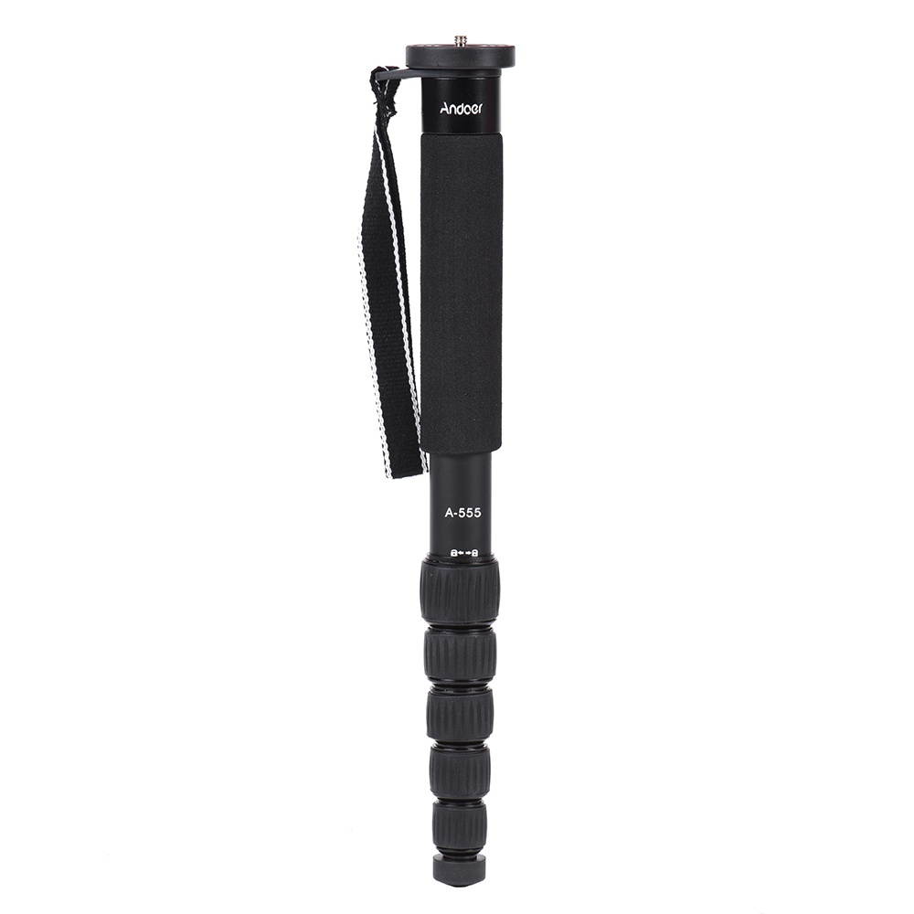 Andoer A-555 6-Section Compact Portable Photography Aluminum Alloy Monopod Unipod Stick for Nikon Canon Sony Pentax Camera Max. Load 10kg / 22lbs