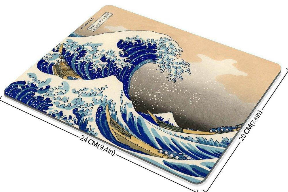 Smooffly Decorative Mouse Pad Art Print Painting Hokusai The Great Wave Rectangle Non-Slip Rubber Mousepad Gaming Mouse Pad