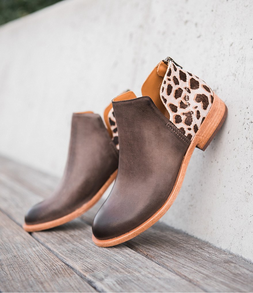 Kork-Ease Renny Giraffe Print Calf Hair Leather Ankle Booties