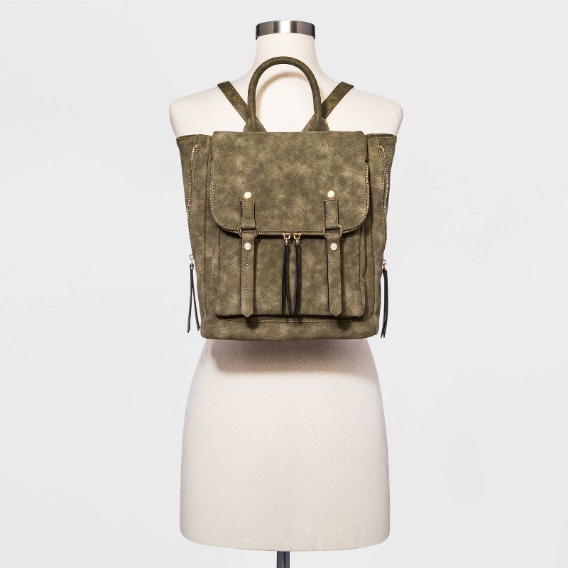 VR NYC Magnetic Closure Ring Shoulder Handbag - Olive Green