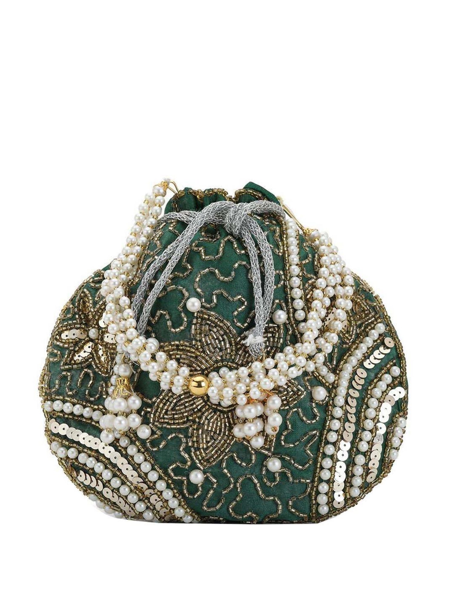 Gaurapakhi Green Embellished Potli