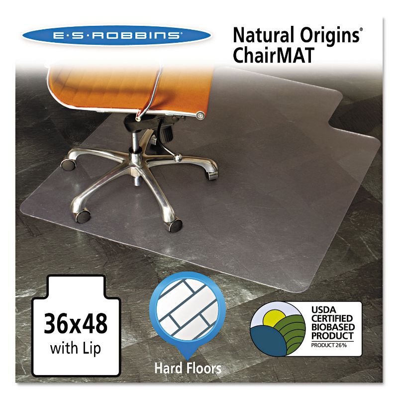 3'x4' Rectangle Solid Office Chair Mat Clear - ES Robbins