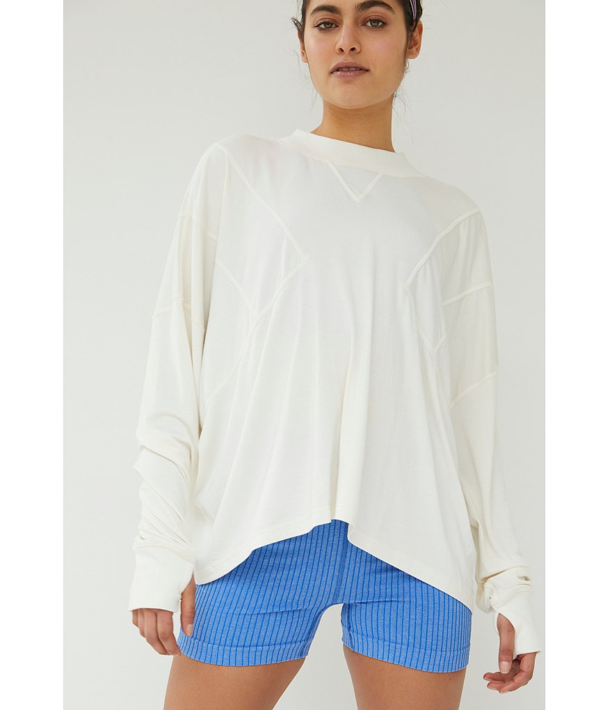 Free People FP Movement Runner Up Crew Neck Long Sleeve Layer Top