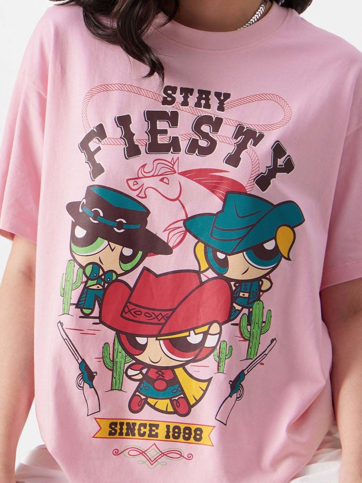 The Souled Store Pink Cotton Printed T-Shirt