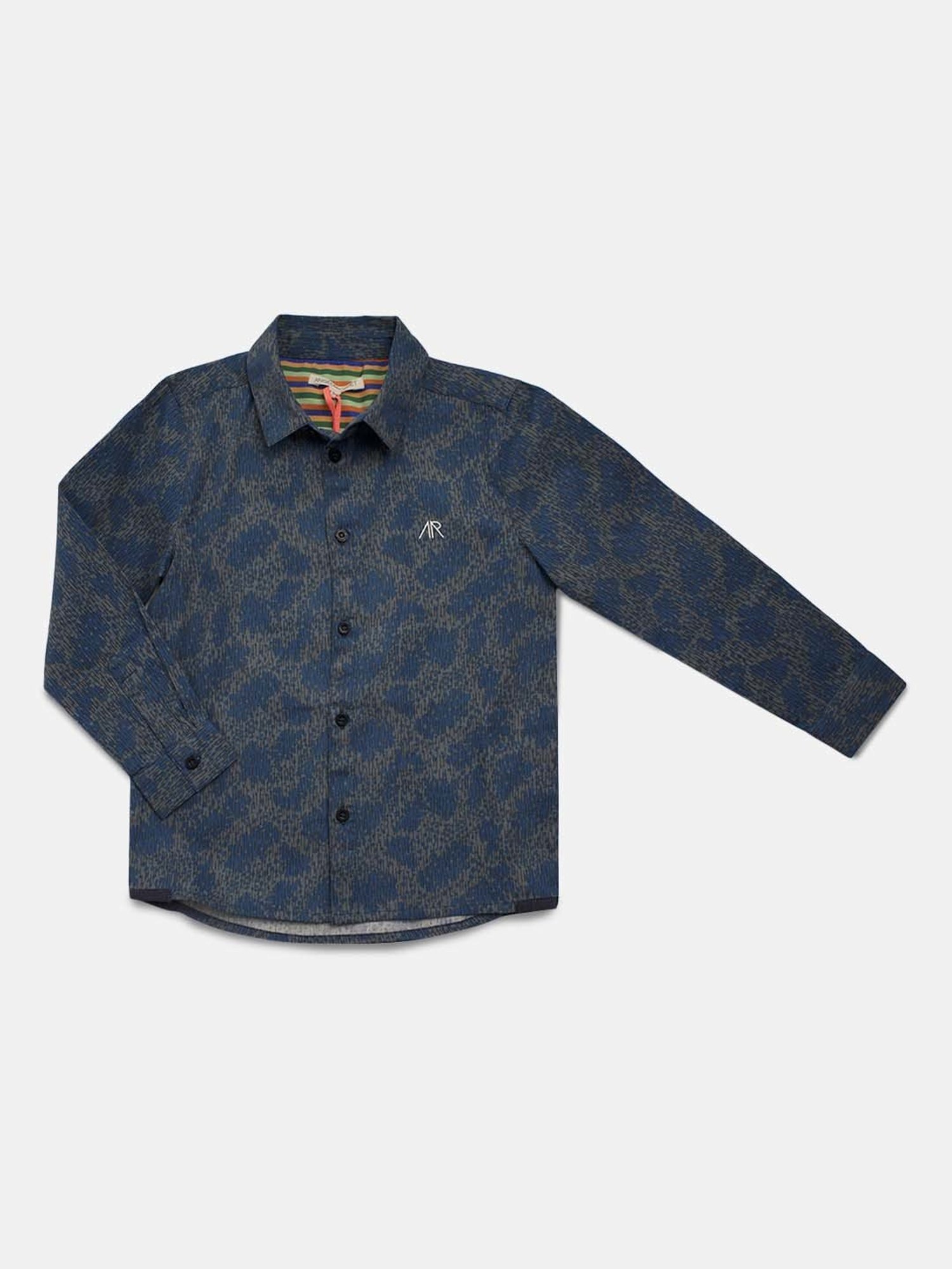 Angel & Rocket Kids Blue Cotton Printed Full Sleeves Shirt