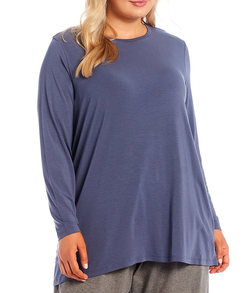 Eileen Fisher Plus Size Fine Stretch Jersey Knit Crew Neck Long Sleeve Tunic