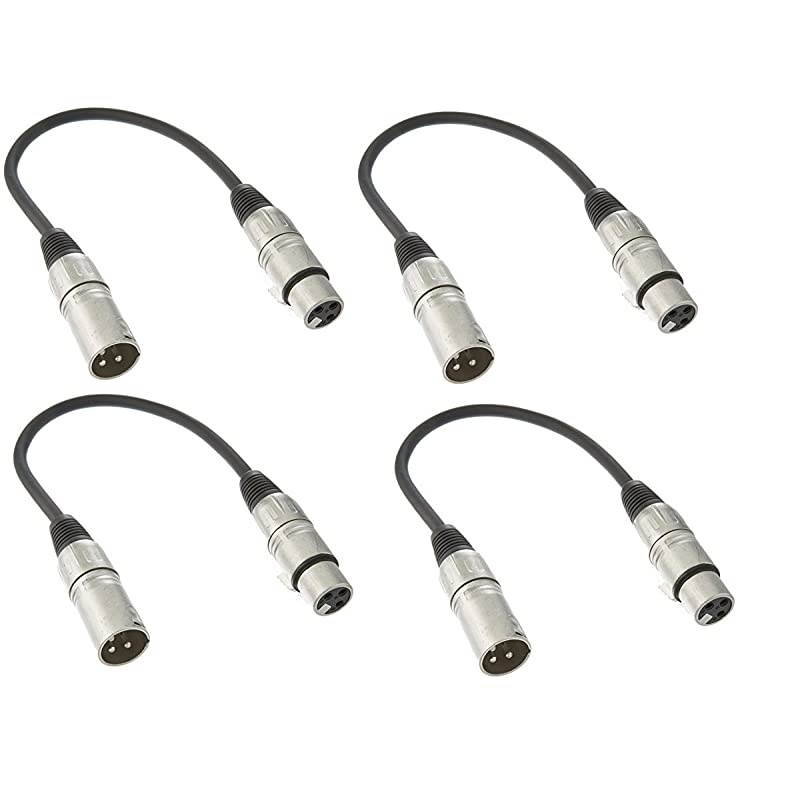 ADC203MX4 1 ft XLF Female to XLR Male Microphone Cable 4Pack