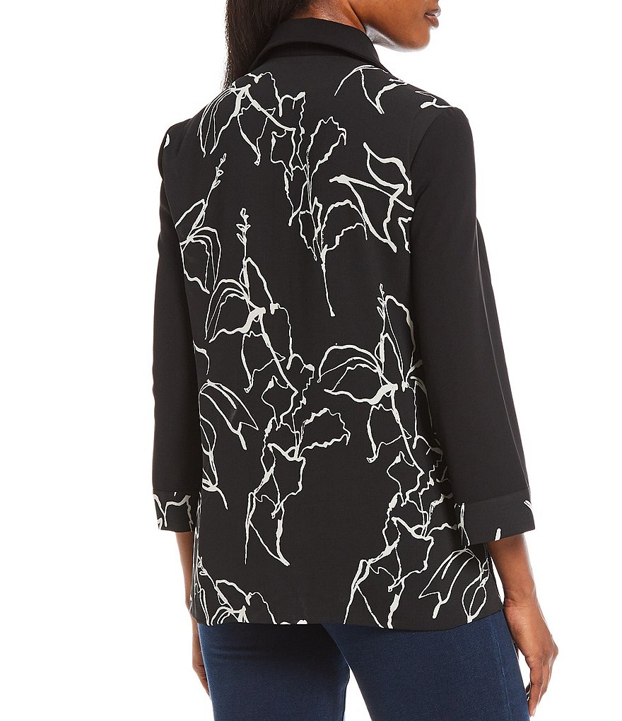 Eva Varro Solid Knit Jersey Notch Lapel Collar Two-Button Jacket