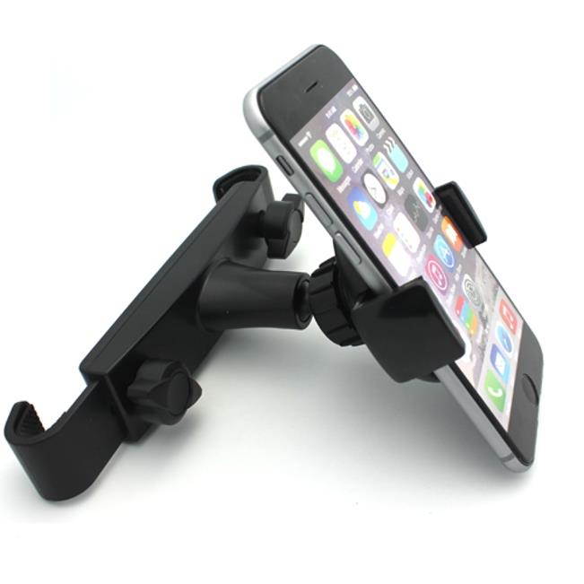 Premium Car Headrest Mount Phone Holder Rotating Cradle Back Seat Entertainment Dock Black V6W for iPod Touch 5 - Google Pixel 2 XL - HTC 10, U11 - Huawei P10 P9 - LG G5 G6, V30