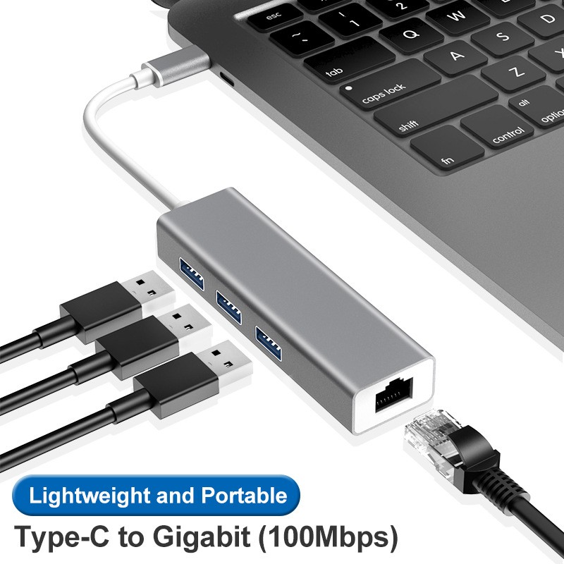 Type-C to Rj45 Network Card 100M Usb3.0 Hub Hub Type C to Rj45 Converter