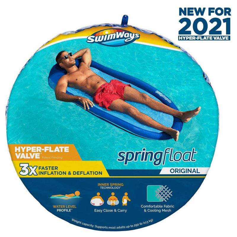 SwimWays Spring Float Inflatable Pool Lounger with Hyper-Flate Valve