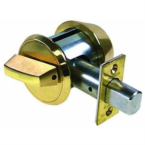 Medeco Maxum 11-C602-605-DK Bright Brass 605 Grade 1 Single Cylinder Tubular Deadlock Deadbolt 2-3/4" Backset And 1-1/8" Faceplate, M3 Gotham Keyway HIGH SECURITY