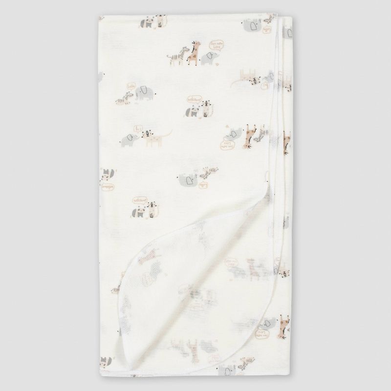 Gerber Baby 4pk Safari Flannel Blanket Set - Gray