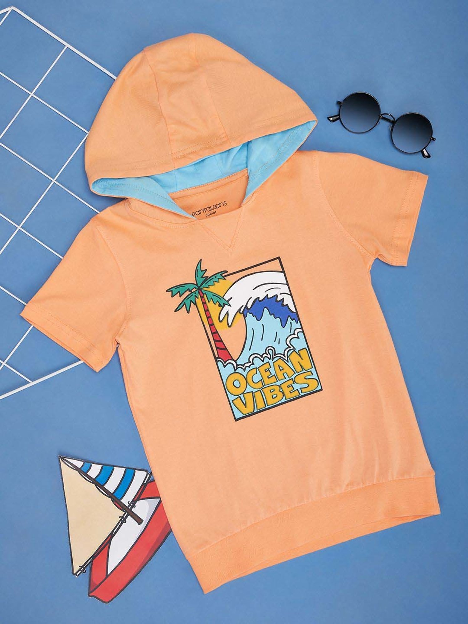 Pantaloons Junior Navy Cotton Printed T-Shirt