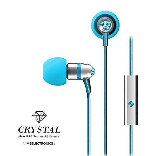 Mee audio Turquoise Blue  EP-M11J-TQ-MEE  In-Ear Headphones with Microphone Made with Swarovski Crystals