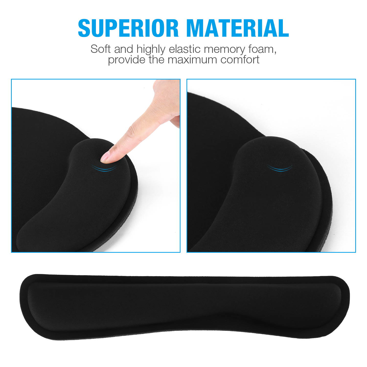 Superfine Fibre Soft Smooth Gel Ergonomic Mouse Pad Wrist Support and Keyboard Wrist Rest for Computer, Laptop, Mac, Gaming and Office,Black