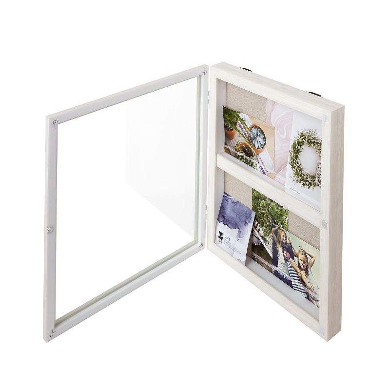 13" x 15" Ledge Portrait Photo Display with Real Linen Backer White - Loft By Umbra