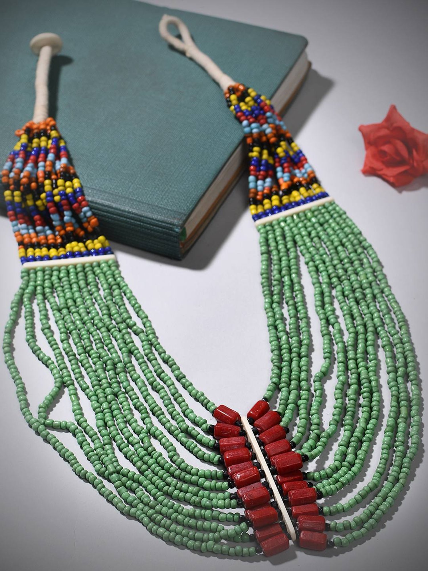 Imli Street Multicolor Vintage Naga Beaded Tribal Necklace