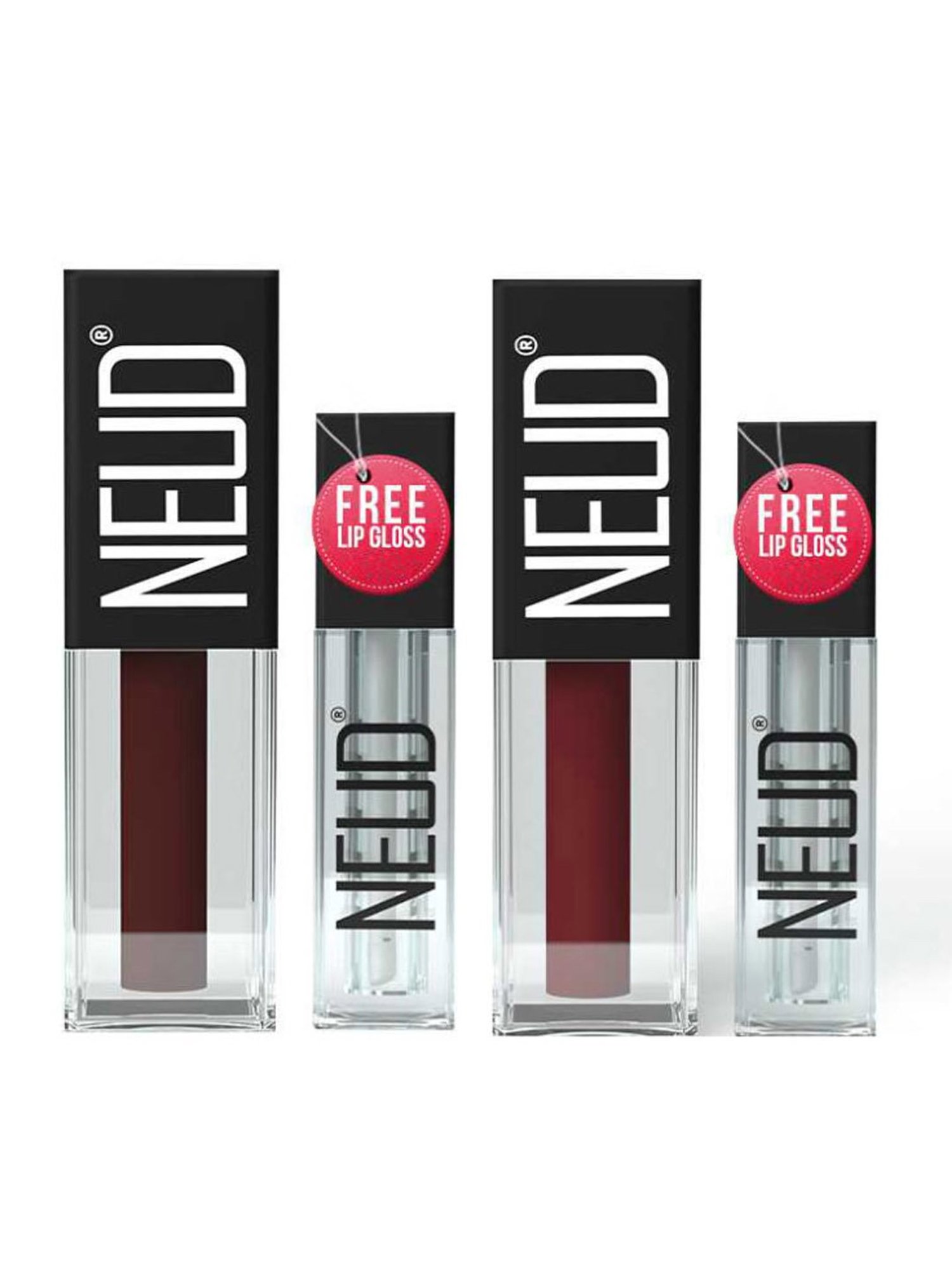 Neud Matte Liquid Lipstick Combo Mocha Brownie & Espresso Twist with Two Lip Gloss Free