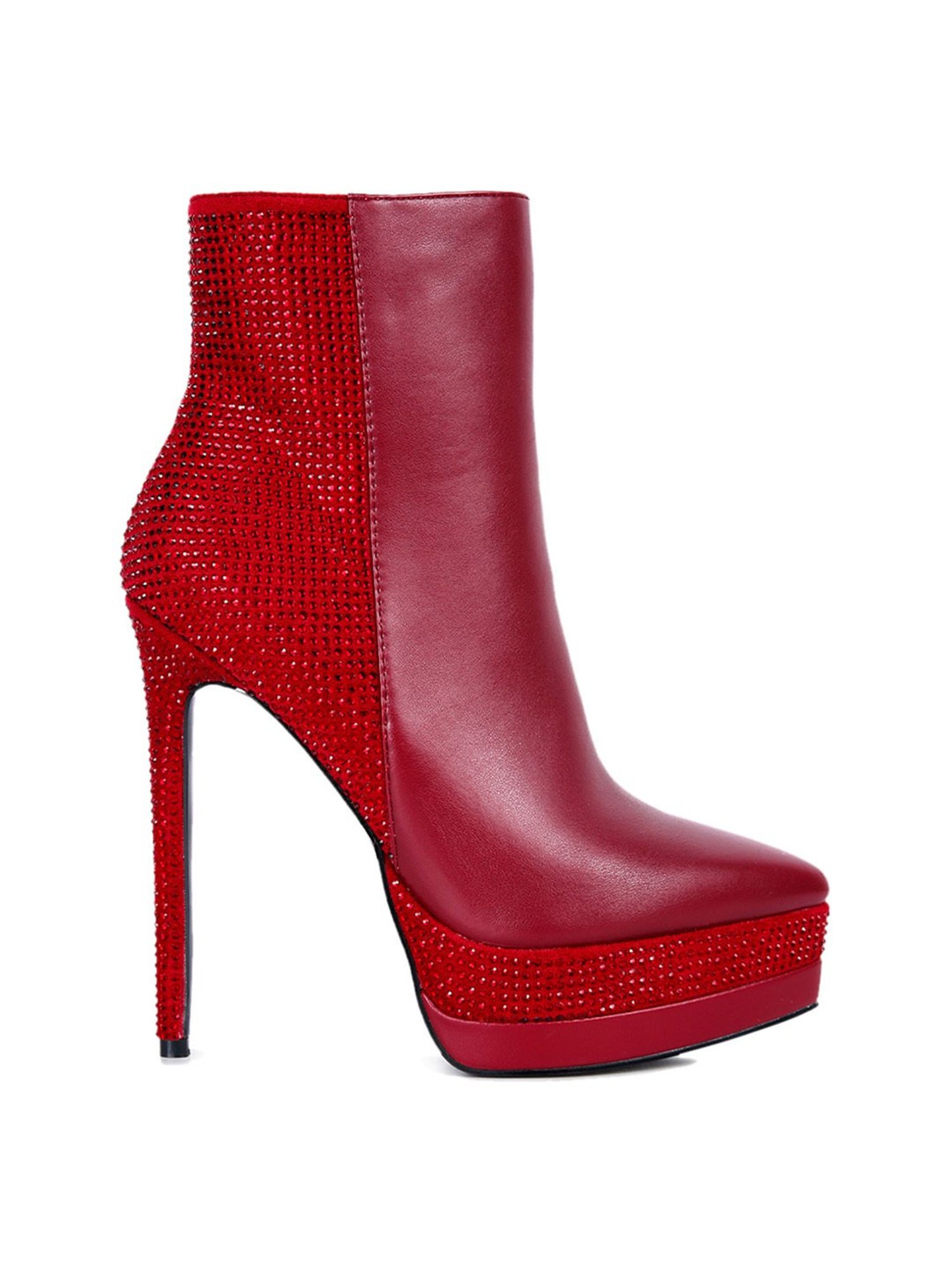 London Rag Women's Burgundy Stiletto Booties