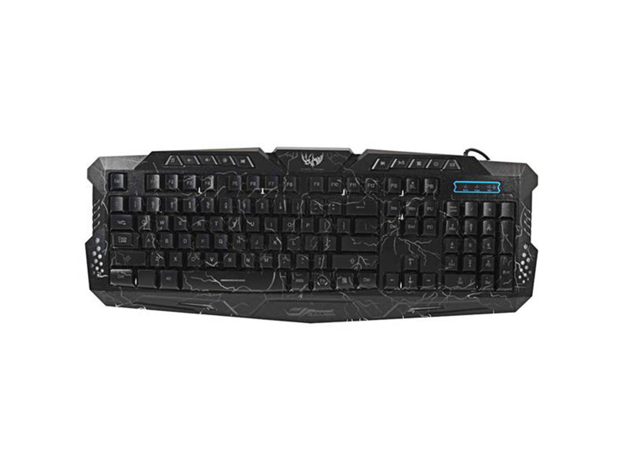 A878 114-Key LED Backlit Wired USB Gaming Keyboard with Cracking Pattern Black