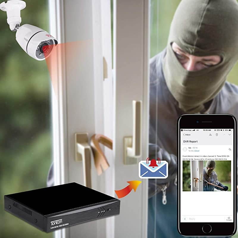 8CH Full HD 1080P Expandable Security Camera System 5in1 Surveillance DVR with 1TB Hard Drive and 4 20MP Waterproof Outdoor Indoor Dome Camera Free APP Remote Viewing and Email Alert