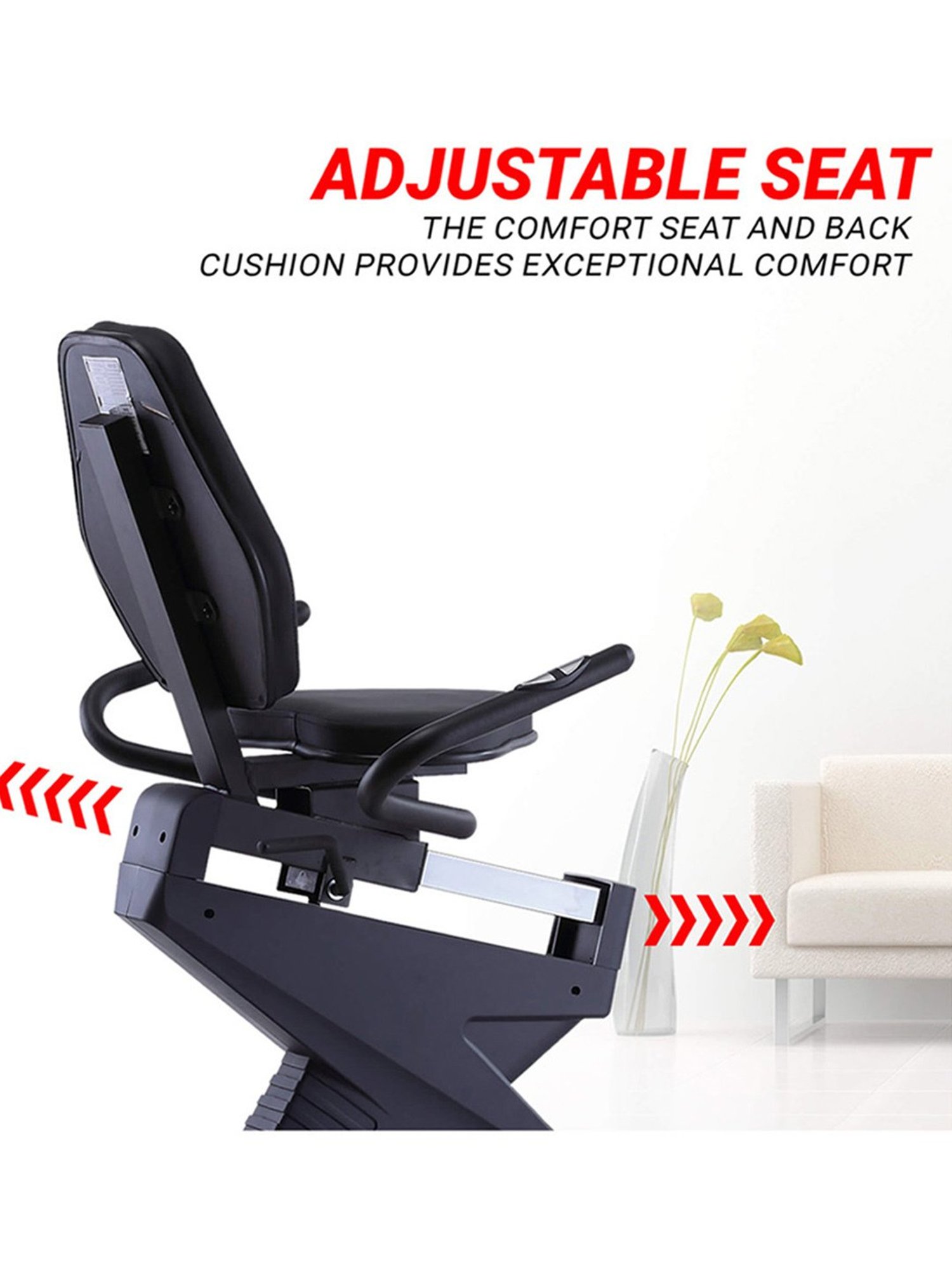 PowerMax Fitness BR-800 Recumbent Bike (Grey)