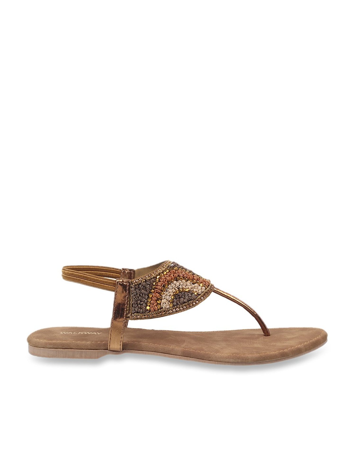 Walkway Women's Bronze T-Strap Sandals