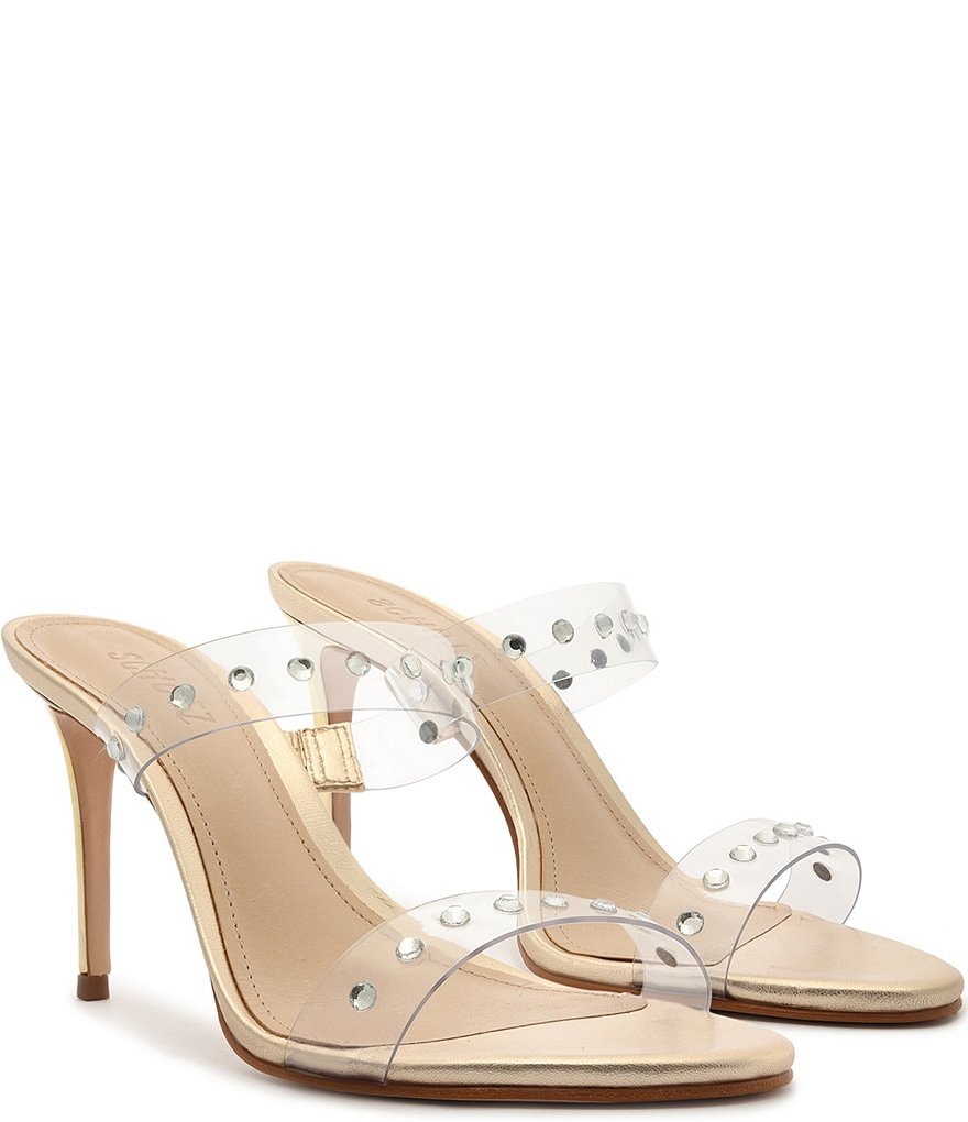 Schutz Ariella Studded Clear Vinyl Dress Slides