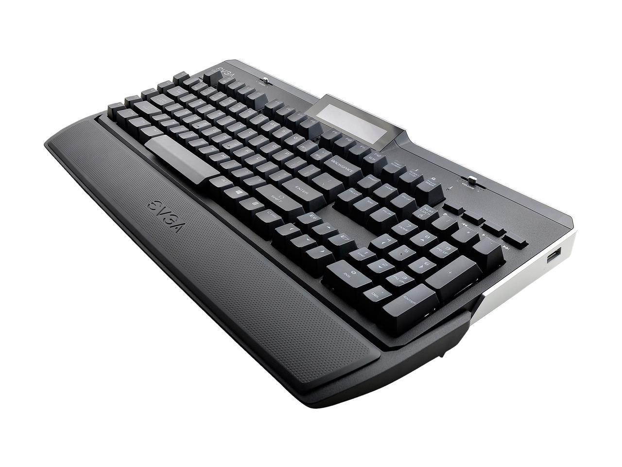 EVGA Z10 Gaming Keyboard, Red Backlit LED, Mechanical Blue Switches, Onboard LCD Display, Macro Gaming Keys