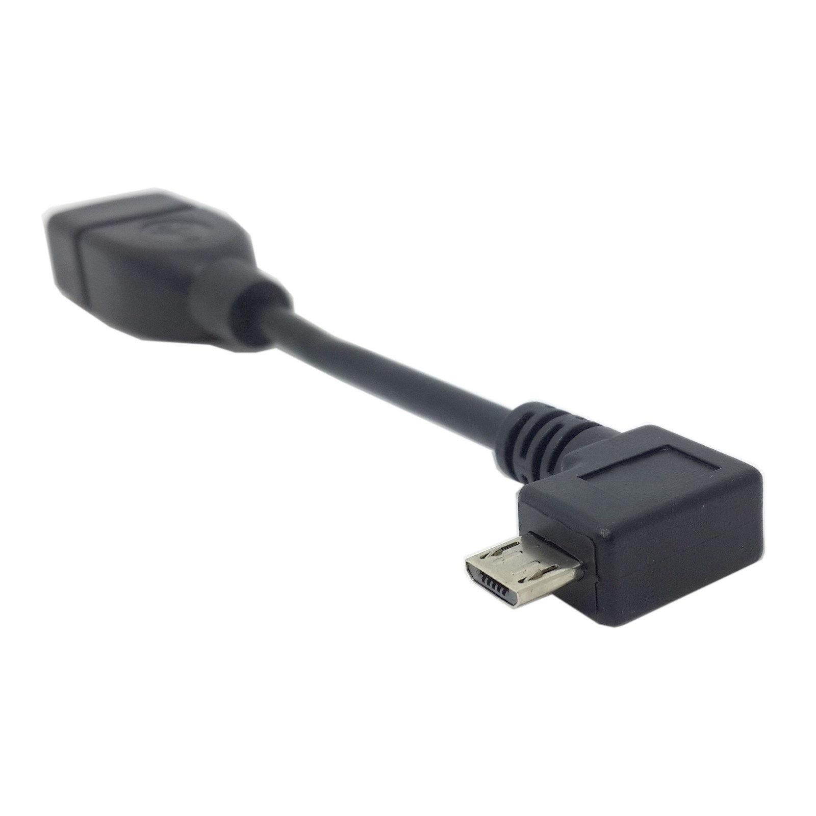 2pcs Right Angled 90 D Micro USB to USB Female OTG Host Cable for Cell phone