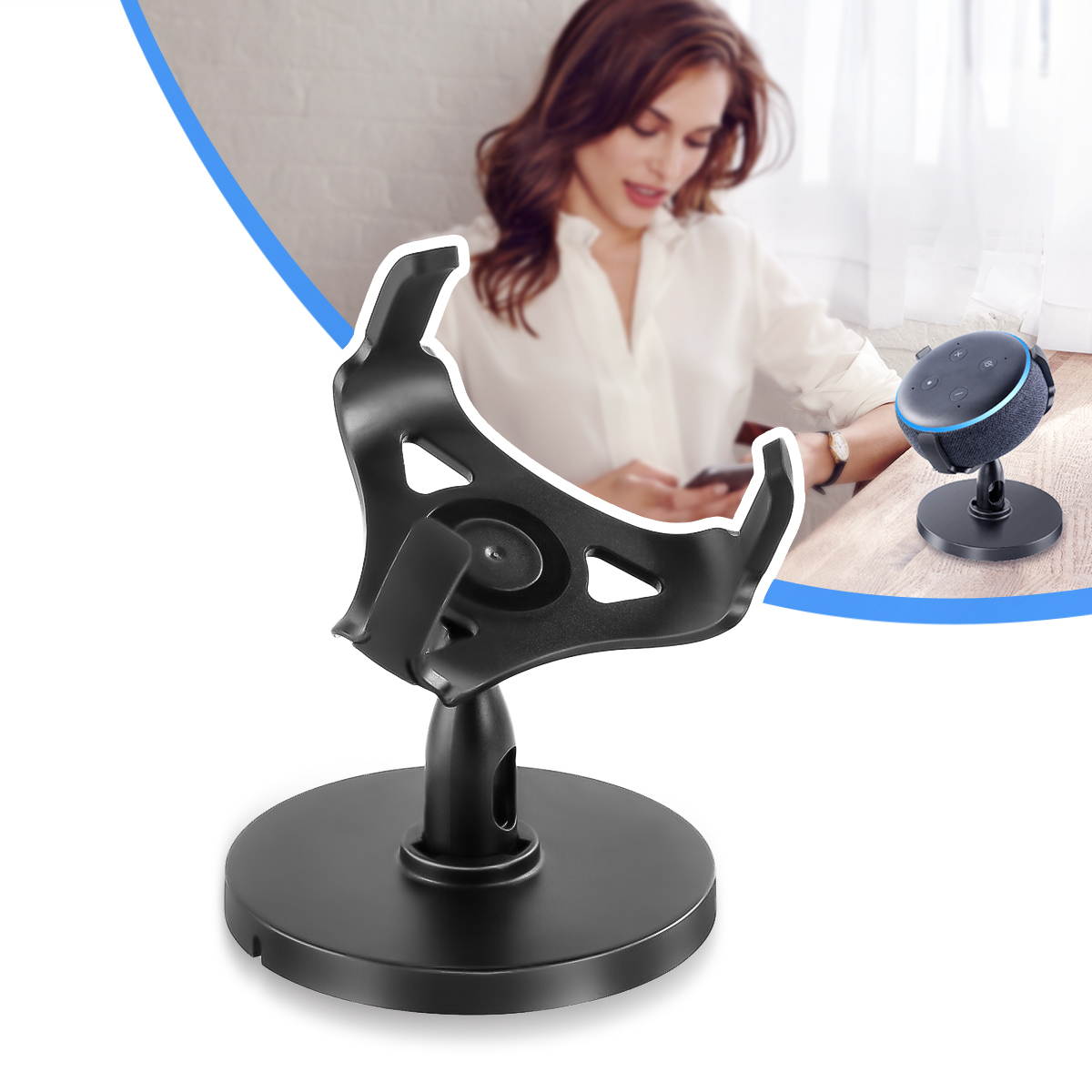 360&deg; Adjustable Table Stand Hanger Holder with Anti-Scratch Silicone, Anti-Slip Pad Rubber for Amazon Echo Dot 3rd Generation New