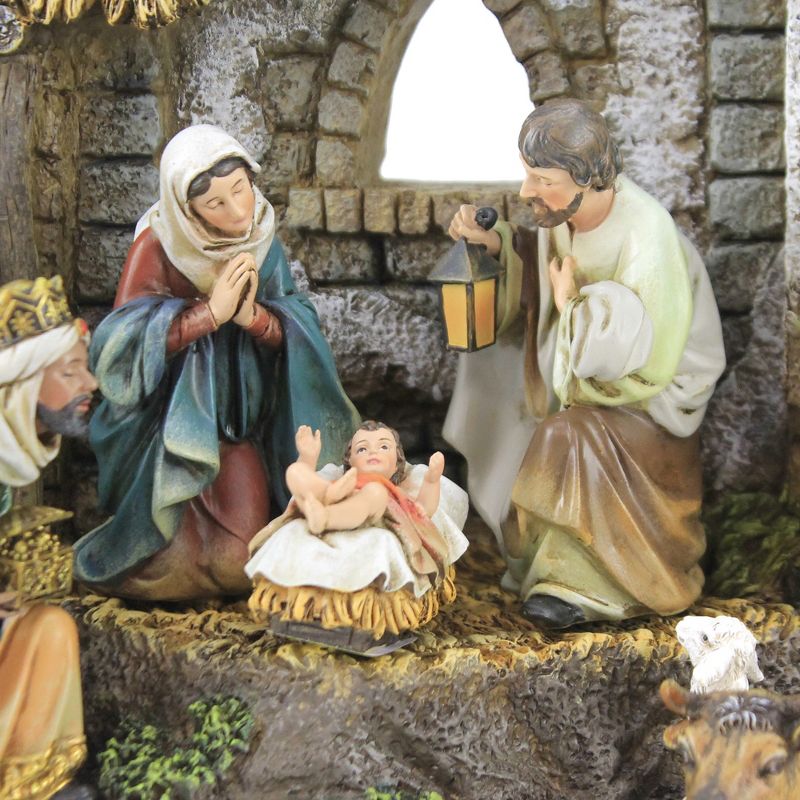 Christmas 11.0" Nativity With Stable Holy Family Kings Shepherd  -  Decorative Figurines