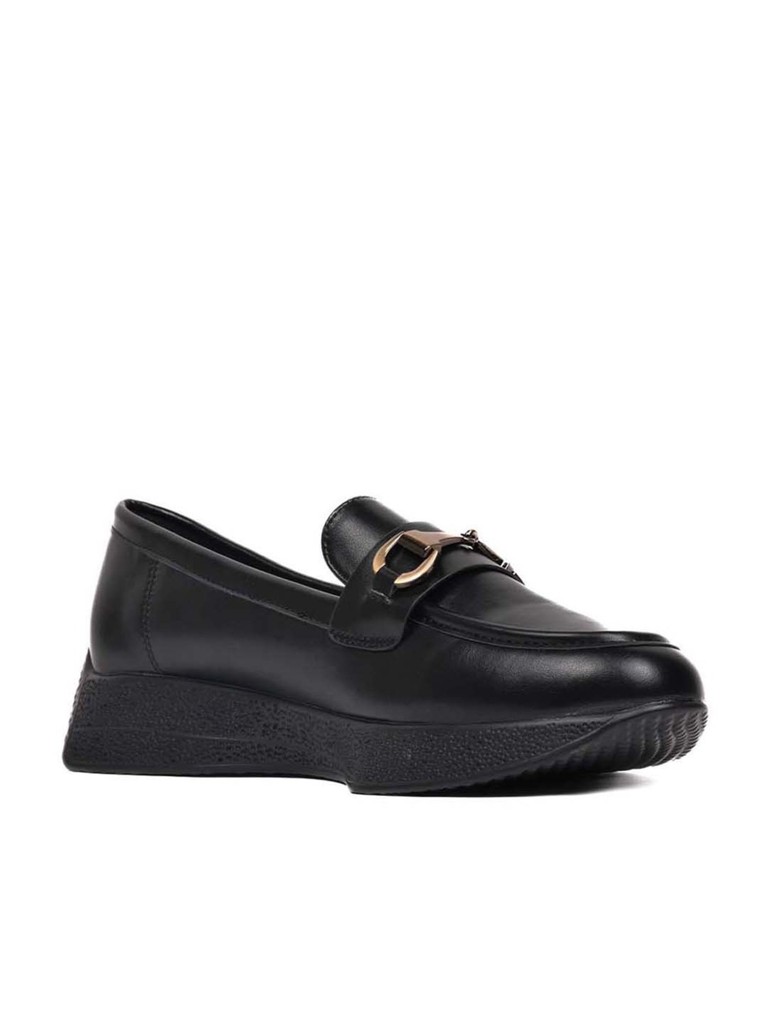 Jove Women's Jet Black Wedge Loafers