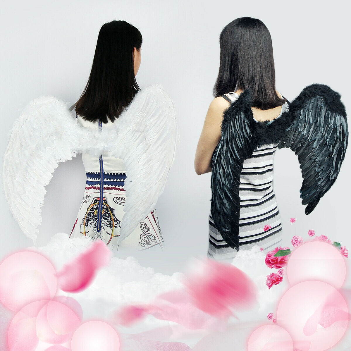 Angel Feather Wings Cosplay Christmas Fancy Dress Costume Event for Kids Adults