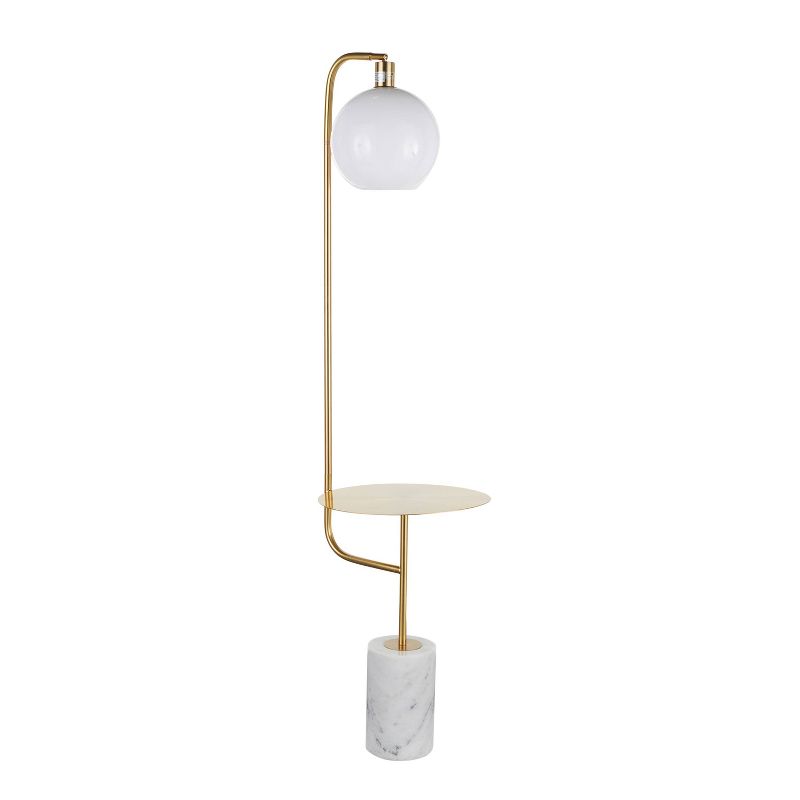 Symbol Contemporary/Glam Floor Lamp with Metal Side Table and Marble Base Gold (Includes LED Light Bulb) - LumiSource