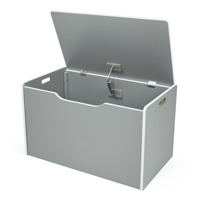 Hinged Toy Storage Chest with Lid Gray - Humble Crew