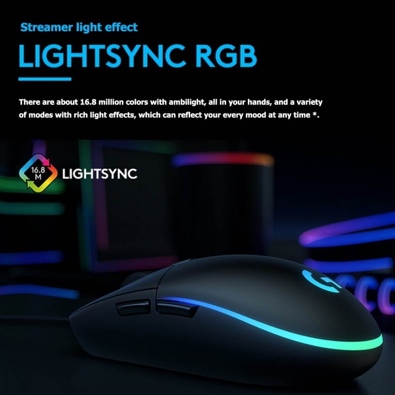 G102 Adjustable 6000 DPI RGB Light Wired Mechanical Gaming Mouse for Windows 10
