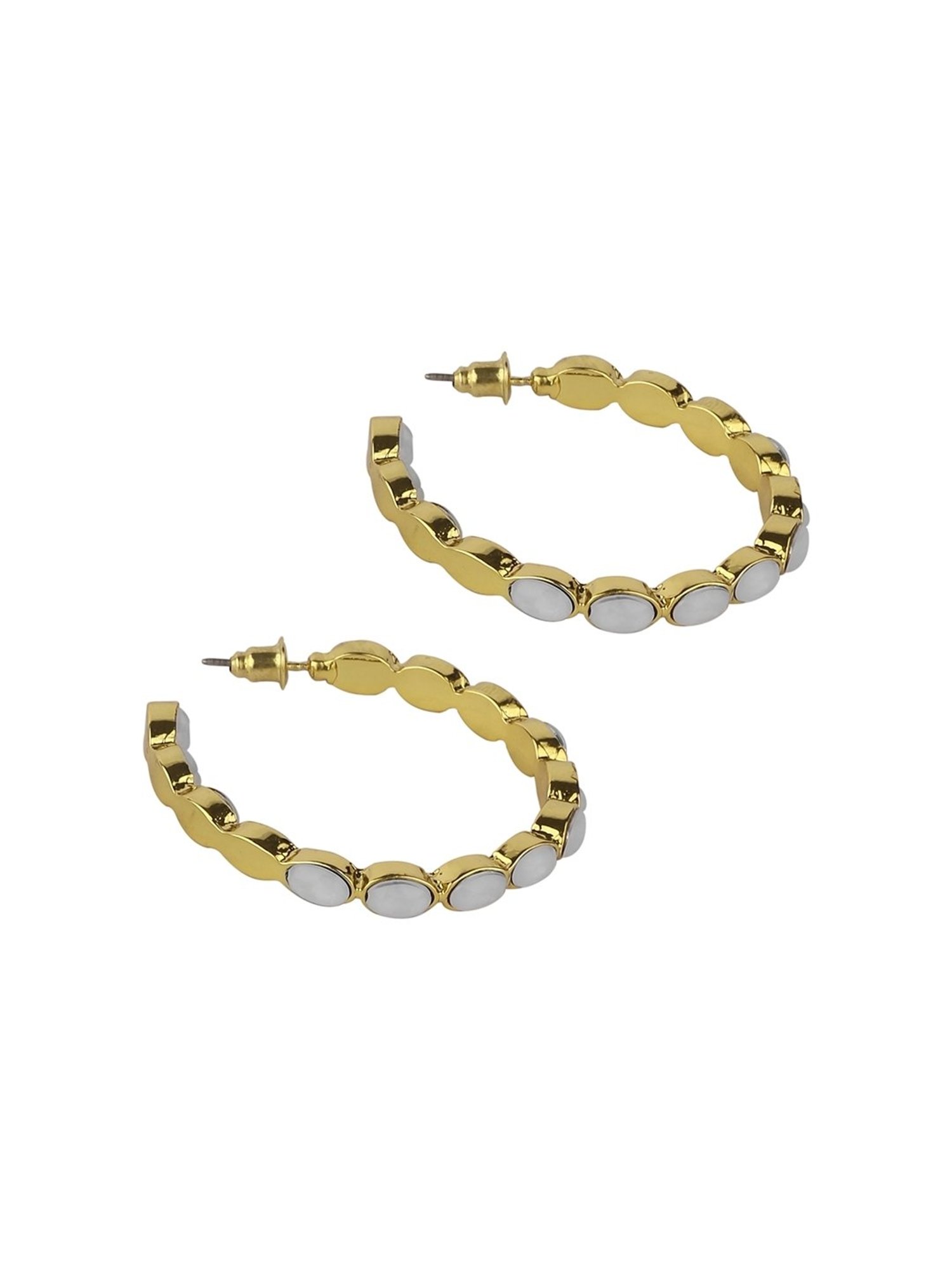 Lilly & Sparkle Gold-Toned Stone Embellished Hoop Earrings