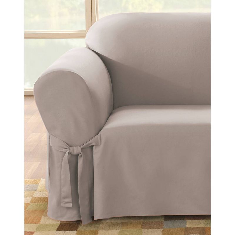 Cotton Duck Loveseat Slipcover Light Gray - Sure Fit