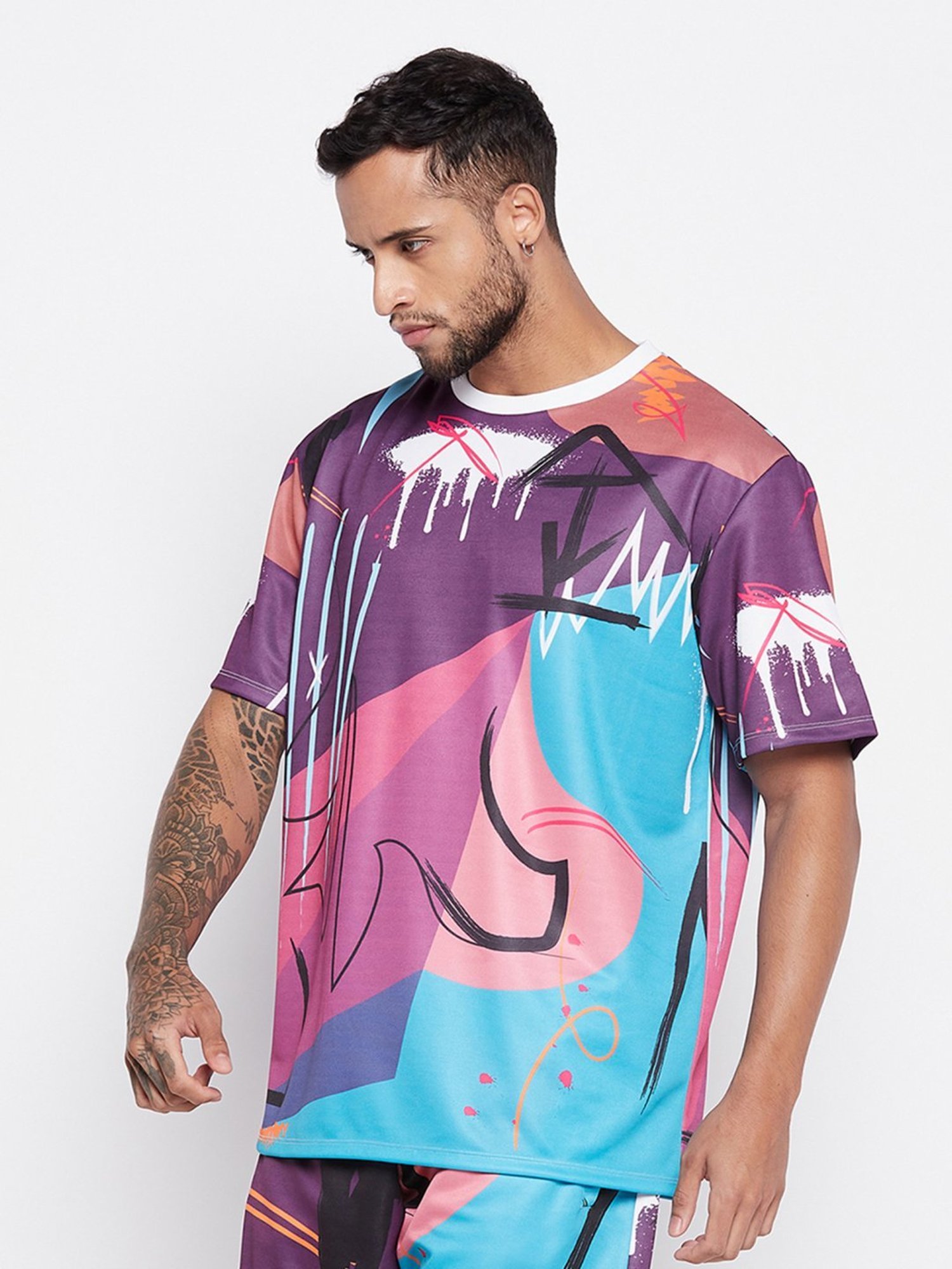 Edrio Multicolored Cotton Relaxed Fit Printed T-Shirt