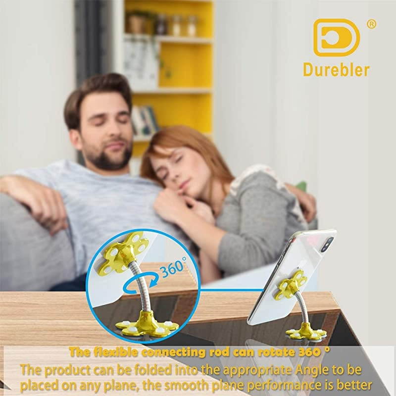 Phone StandDoubleSided Phone Stand with 360&deg; RotatingMultiFunctional DesktopMirrorGlass Phone Holder for Cell Phone Tablet5 Soft Silicone Suckers Protecting Your Phones Gold